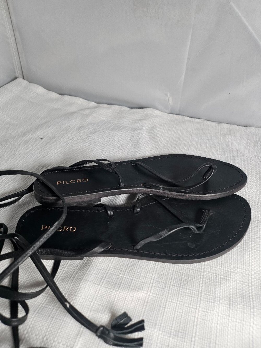 Anthropologie Pilcro Black suede laceup gladiator flat sandals